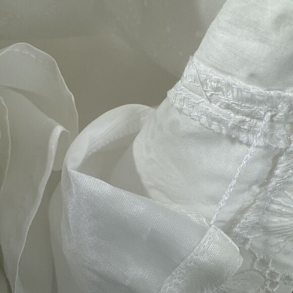 Antonio Melani Cocktail White Dress Mini Tank Keyhole Ruffle V-Neck Zipper Sz 2 - Picture 12 of 16